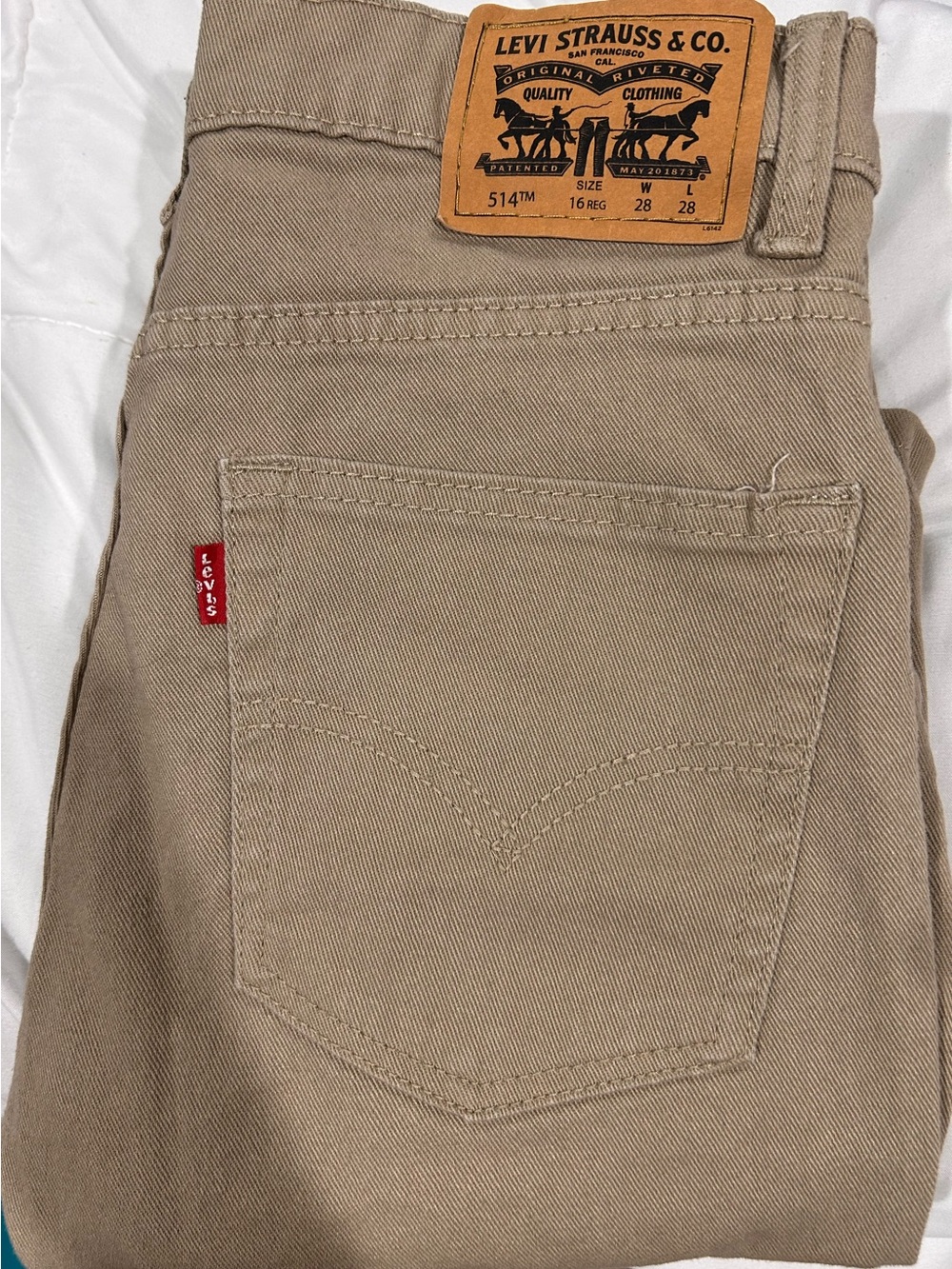 Levi's 514 Khaki Slim Straight Jeans Boys 16 28x28